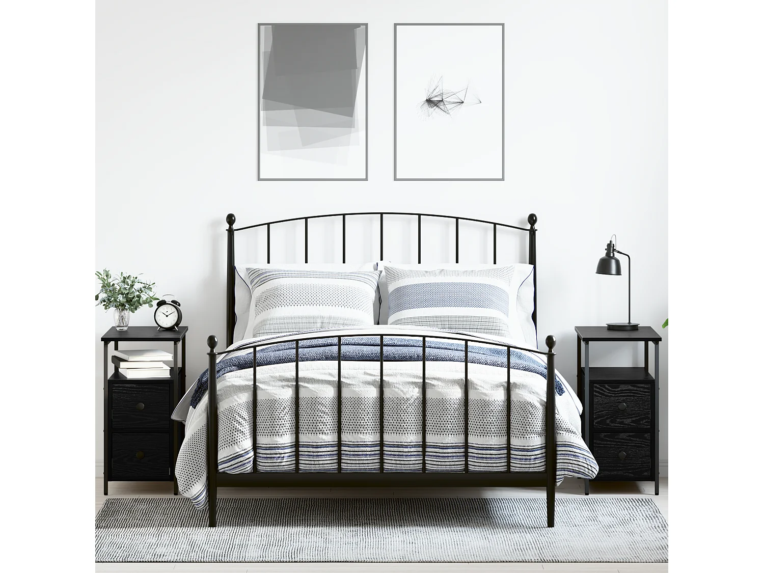 Cabinet de chevet avec tiroir 2 pcs Chêne noir 30 x 60 x 60 cm