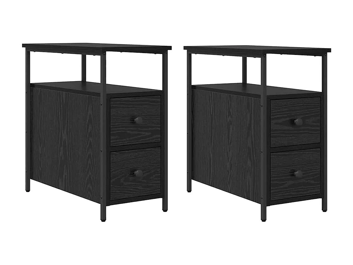 Cabinet de chevet avec tiroir 2 pcs Chêne noir 30 x 60 x 60 cm