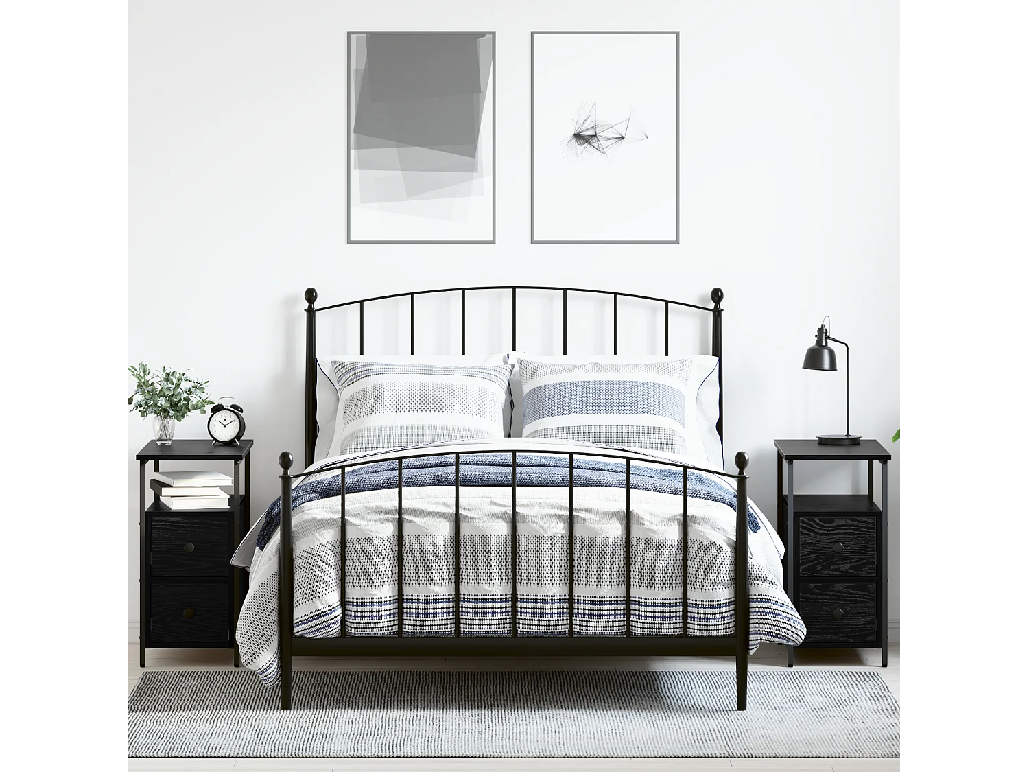 Cabinet de chevet avec tiroir 2 pcs Chêne noir 30 x 60 x 60 cm