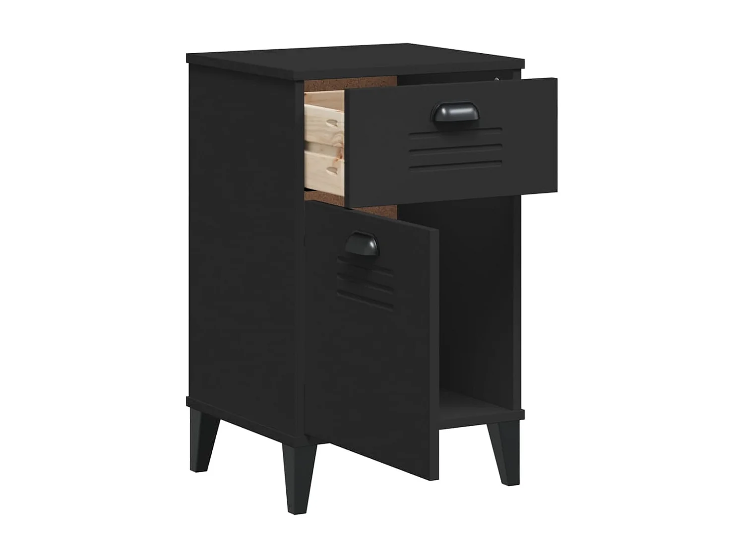 Comodino in legno ingegnerizzato nero VIKEN