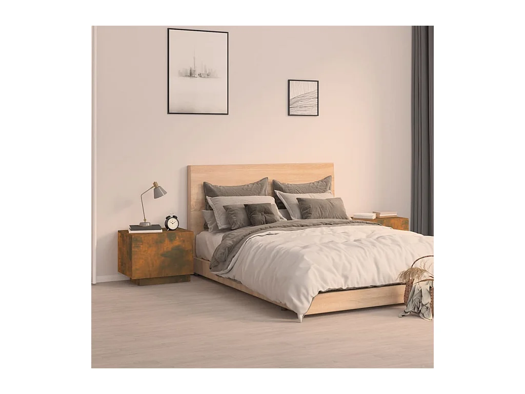 Table de chevet Chêne fumé 100x35x40 cm Bois d'ingénierie