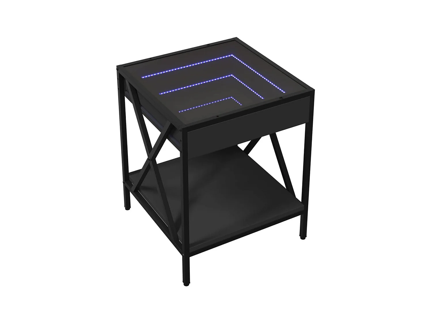 Table de chevet avec LED infini noir 40x40x49 cm