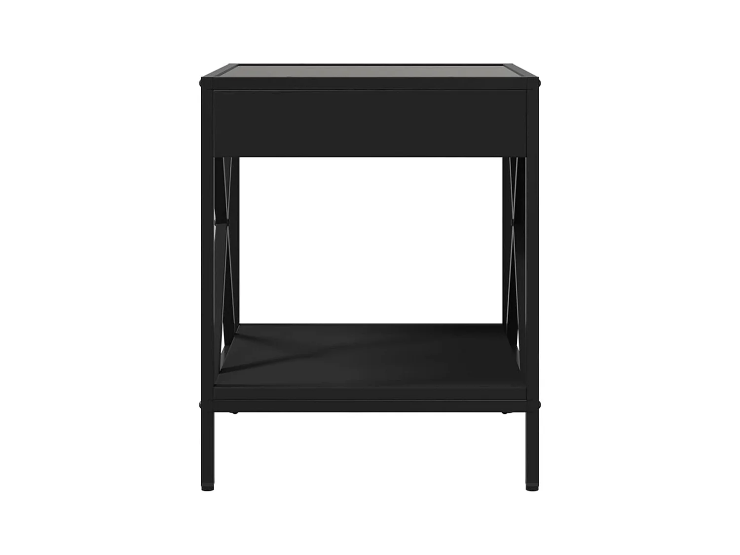 Table de chevet avec LED infini noir 40x40x49 cm
