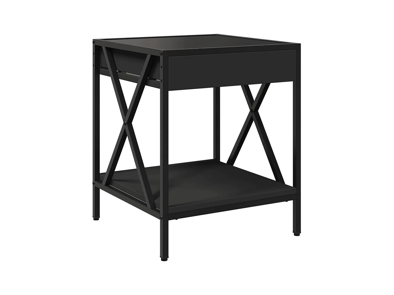 Table de chevet avec LED infini noir 40x40x49 cm