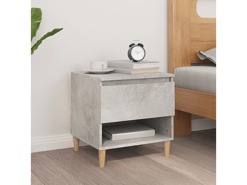 Comodino grigio cemento 50x46x50 cm in legno ingegnerizzato