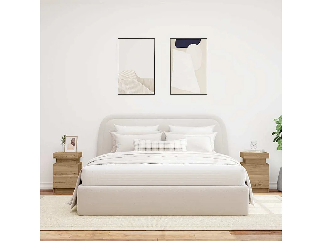 Tables de chevet avec LED 2 pcs chêne artisanal bois ingénierie