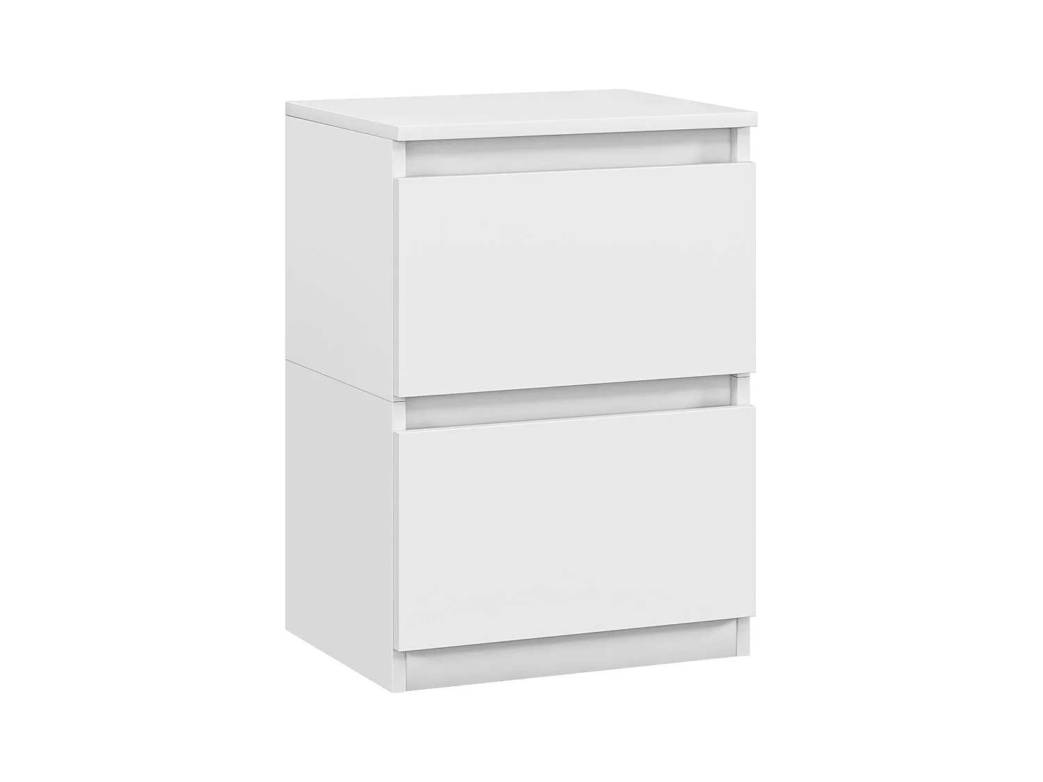 Comodino con 2 cassetti, design minimalista, compensato, bianco (39,6x32,3x56 cm)