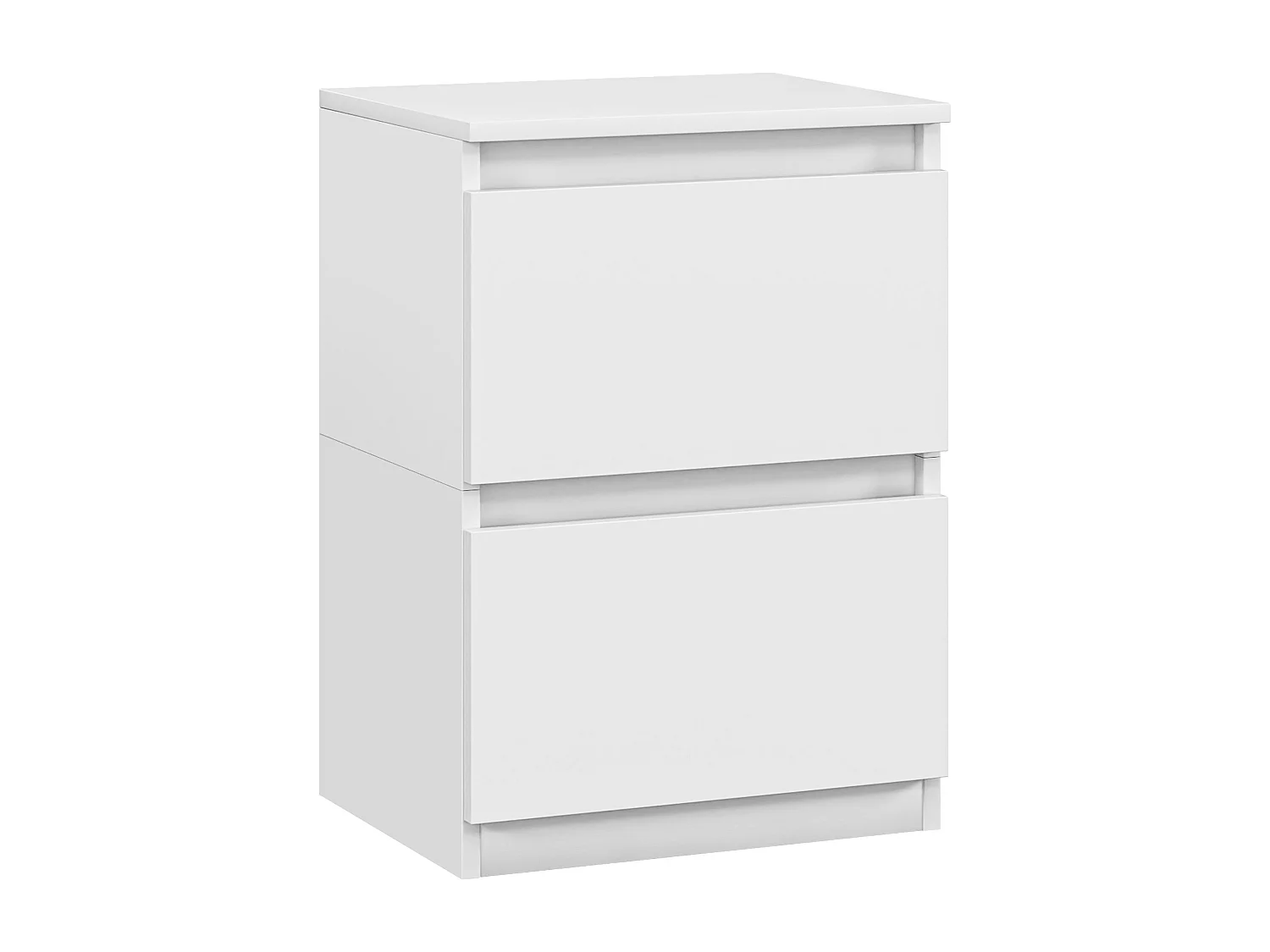 Table de nuit avec 2 tiroirs, design minimaliste, en contreplaqué, blanc (39.6x32.3x56 cm)