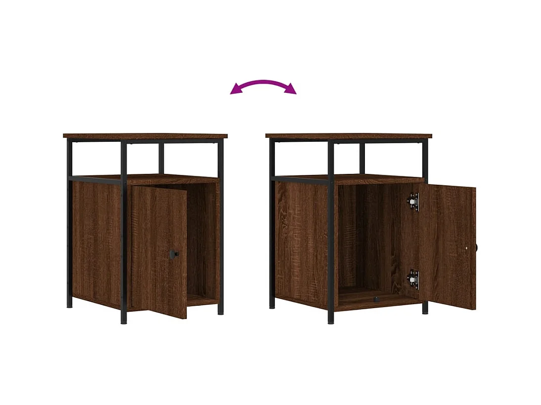 Nachtkastjes 2 stuks Bruin Eiken 40x42x60cm Bewerkt Hout