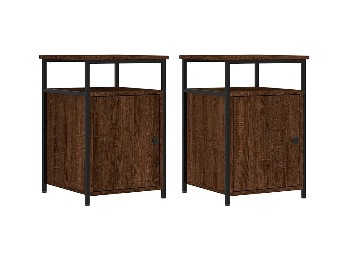 Nachtkastjes 2 stuks Bruin Eiken 40x42x60cm Bewerkt Hout
