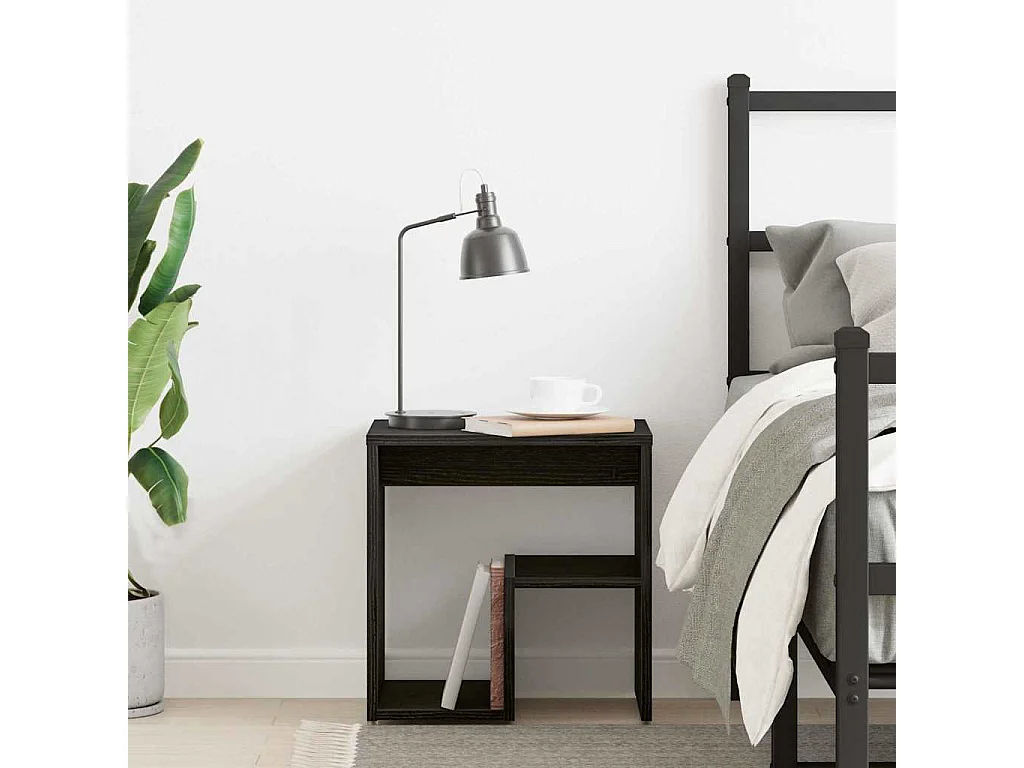 Table de chevet en chêne noir 40x30x40 cm en bois reconstitué