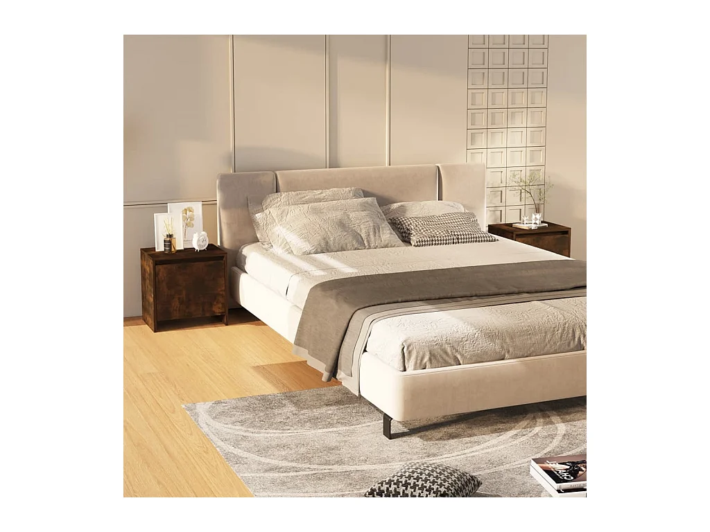 Tables de chevet 2 pcs chêne fumé 45x34x44,5 cm bois ingénierie