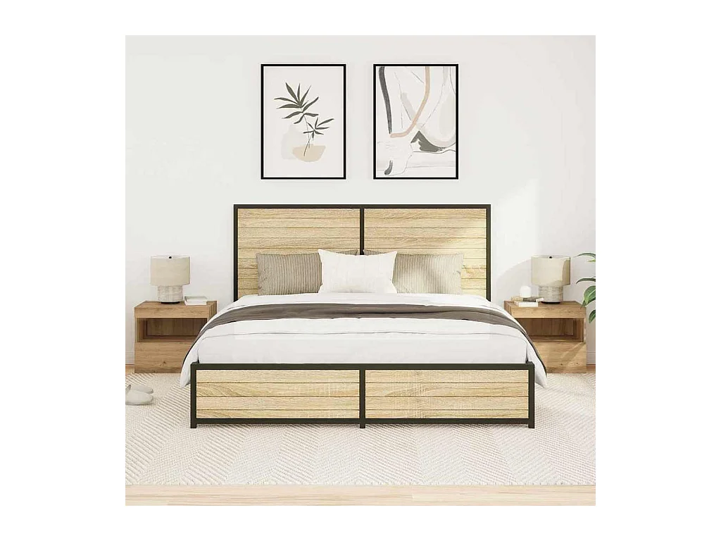 Comodini con luci LED 2 pz Artisan Oak 50x40x45 cm