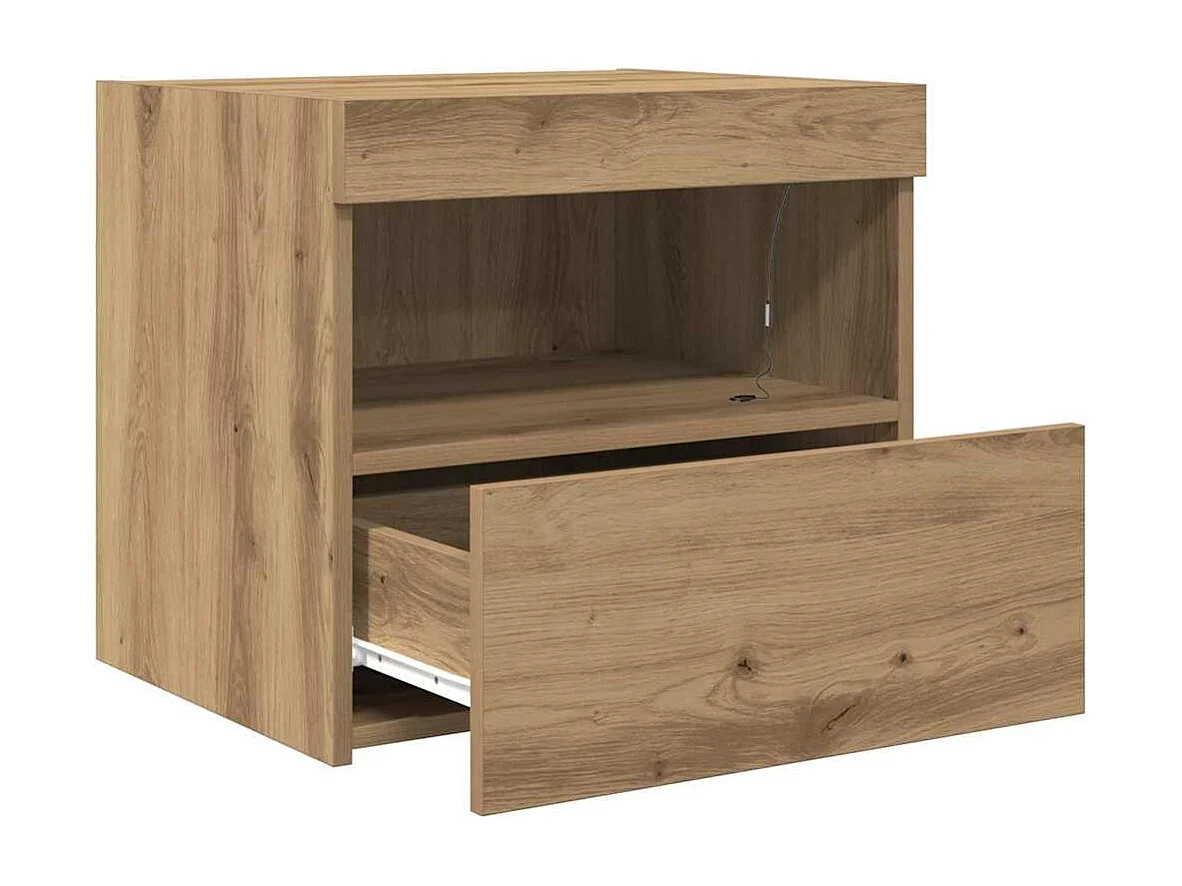 Nachtkastjes met LED-verlichting 2 stuks Artisan Oak 50x40x45 cm