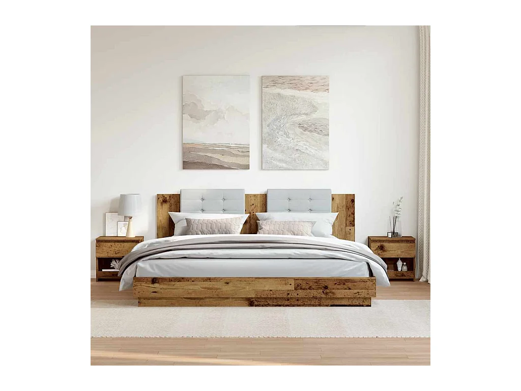 Tables de chevet 2 pcs vieux bois 40x30x39 cm bois ingénierie