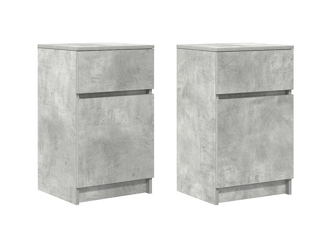 Tables de chevet 2 pcs gris béton 39x35x65 cm bois ingénierie