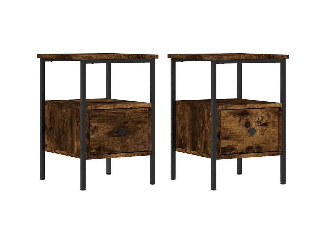 Tables de chevet 2 pcs chêne fumé 34x36x50 cm bois ingénierie
