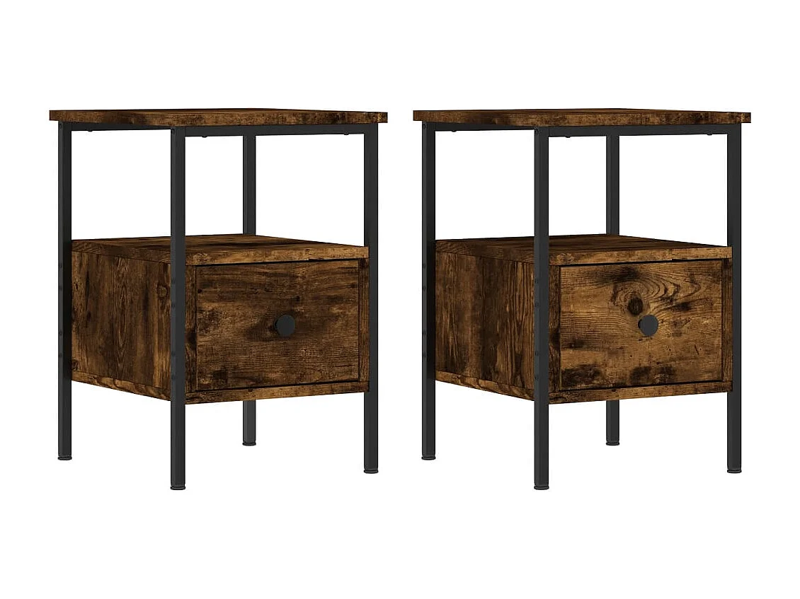 Tables de chevet 2 pcs chêne fumé 34x36x50 cm bois ingénierie