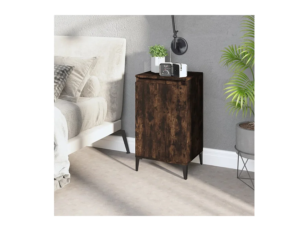 Comodino in rovere affumicato 40x35x70 cm in legno ingegnerizzato