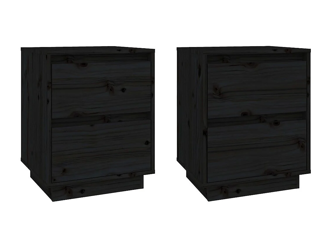 Tables de chevet 2 pcs Noir 40x35x50 cm Bois de pin solide