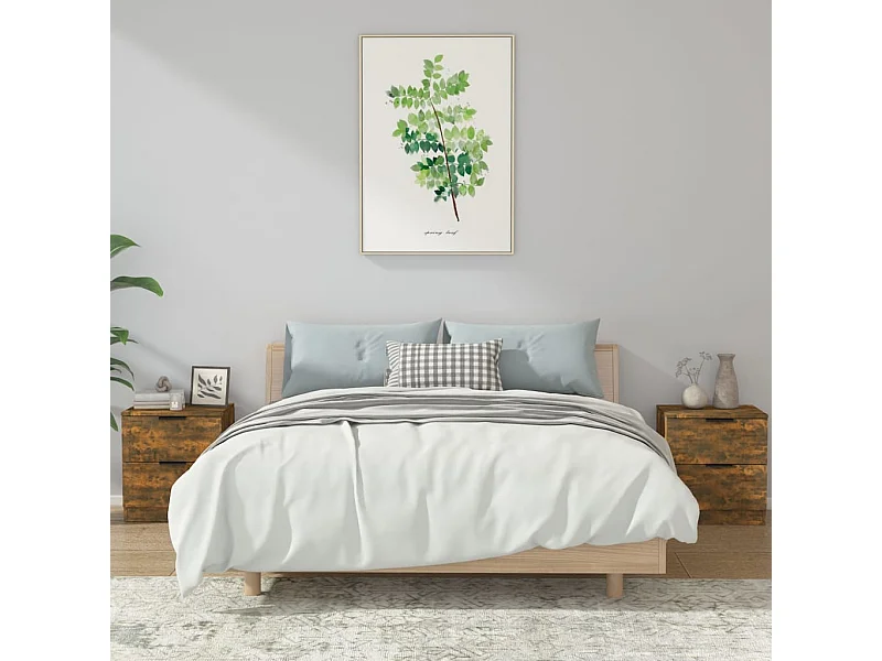 Tables de chevet 2 pcs Chêne fumé Bois d'ingénierie