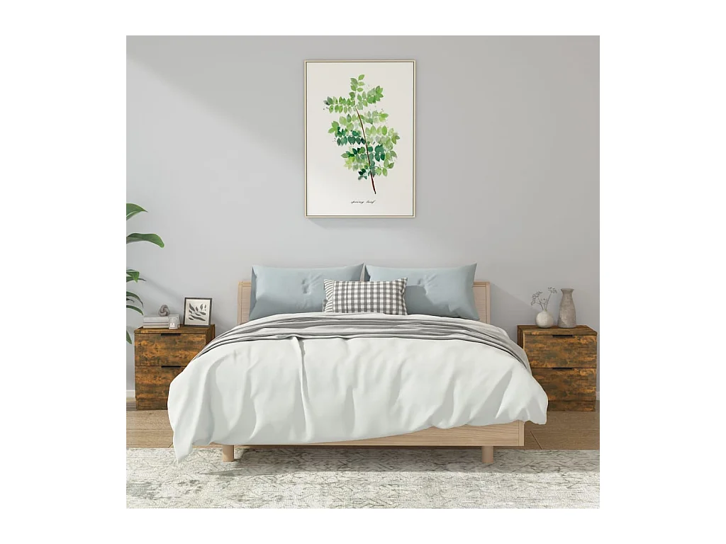 Tables de chevet 2 pcs Chêne fumé Bois d'ingénierie