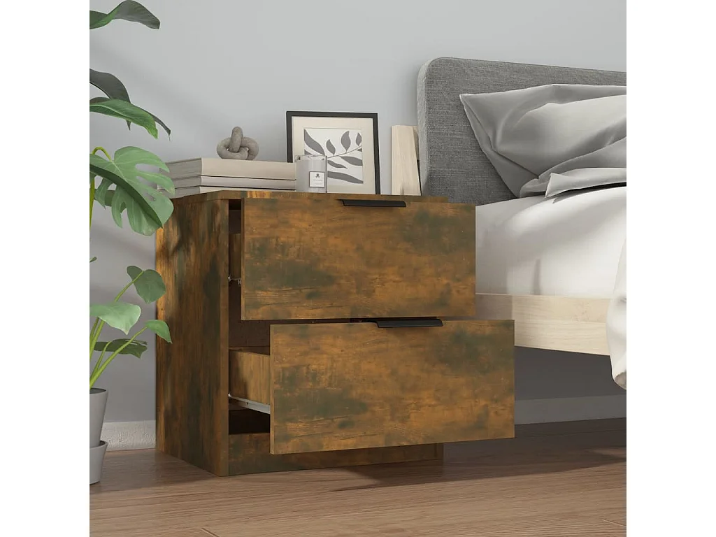 Tables de chevet 2 pcs Chêne fumé Bois d'ingénierie