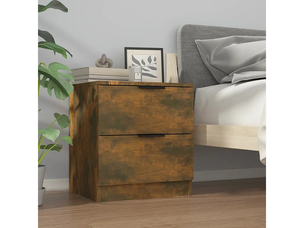 Tables de chevet 2 pcs Chêne fumé Bois d'ingénierie