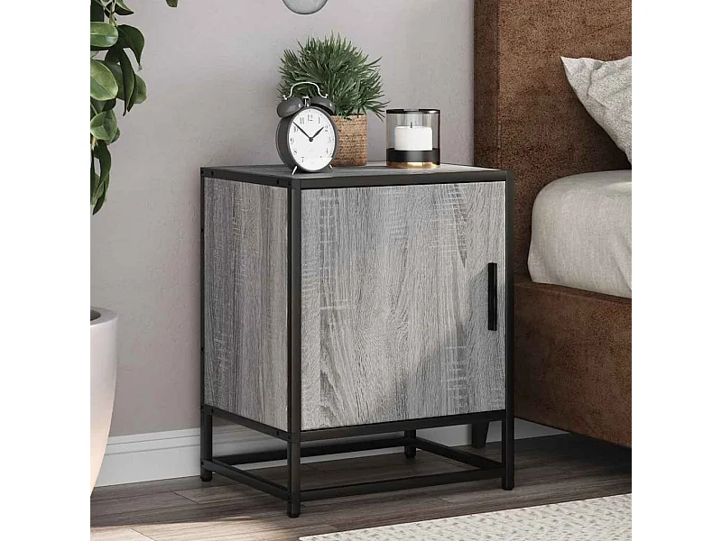 Tables de chevet 2 pcs sonoma gris bois d'ingénierie et métal