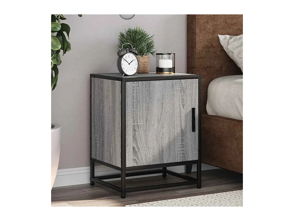 Comodini in legno ingegnerizzato e metallo grigio Sonoma da 2 pezzi