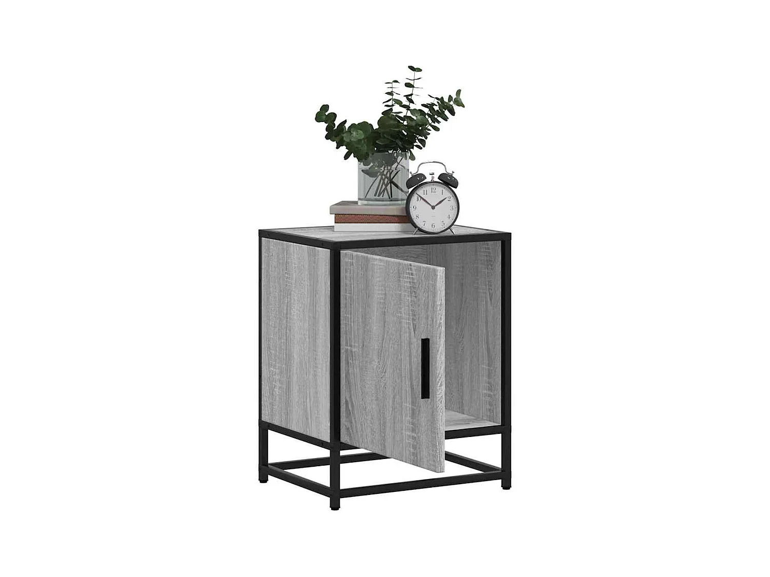 Comodini in legno ingegnerizzato e metallo grigio Sonoma da 2 pezzi