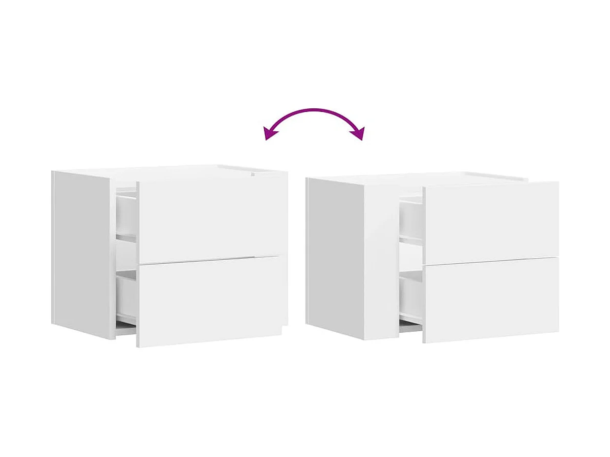 Table de chevet murale blanc 45x30x35 cm