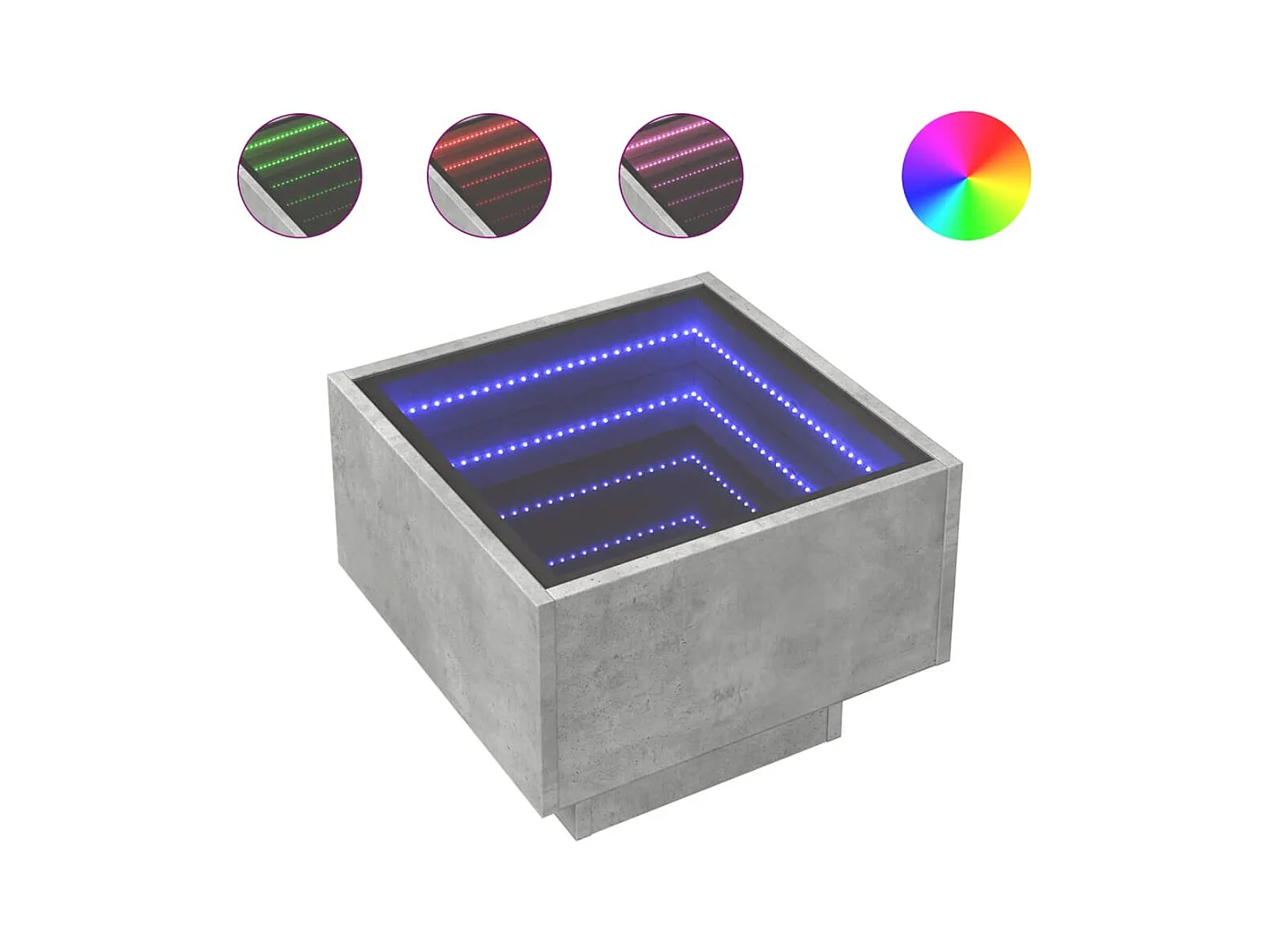 Nachttisch mit unendlicher LED Betongrau 40x40x30 cm