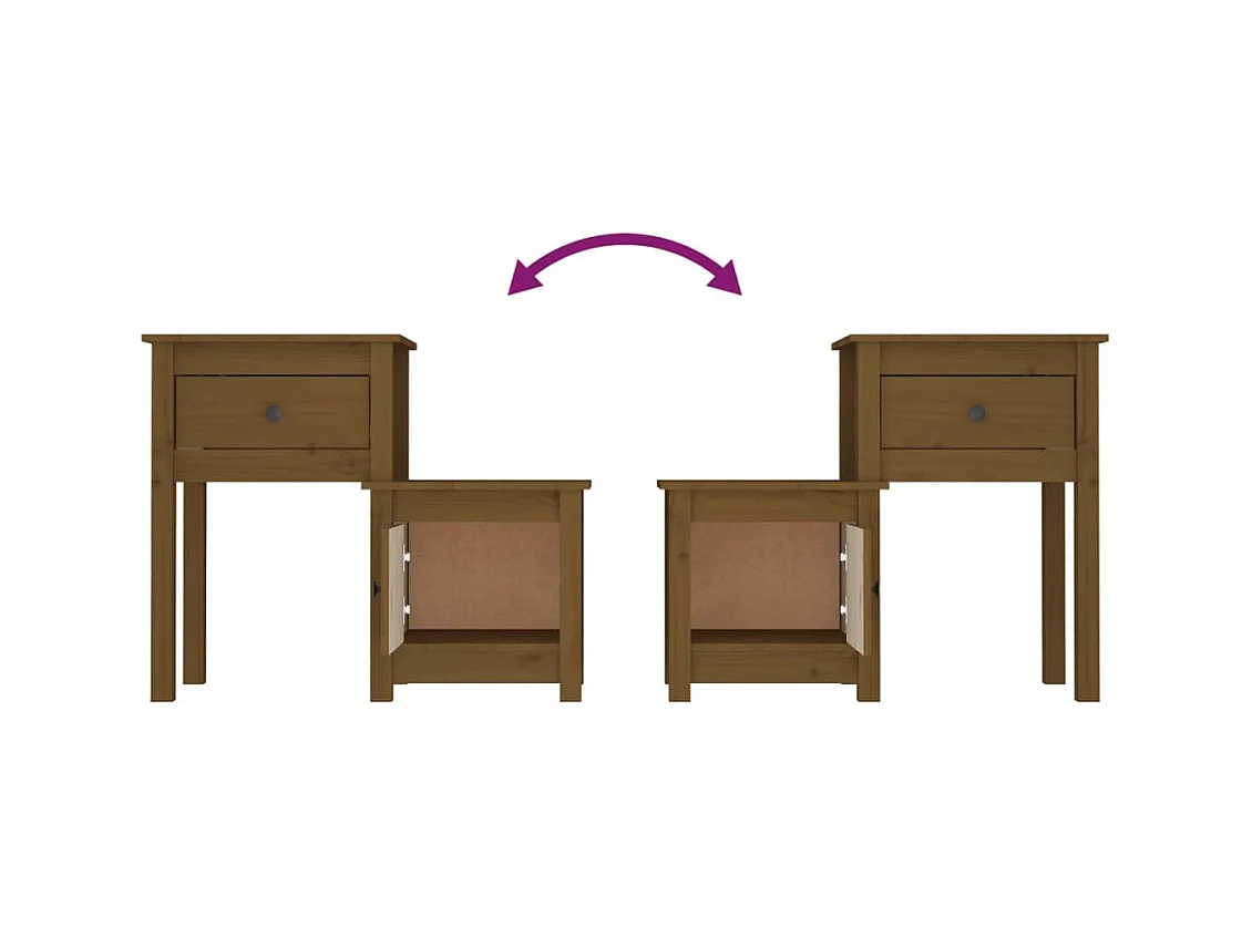 Table de chevet Marron miel 79,5x38x65,5 cm Bois de pin massif