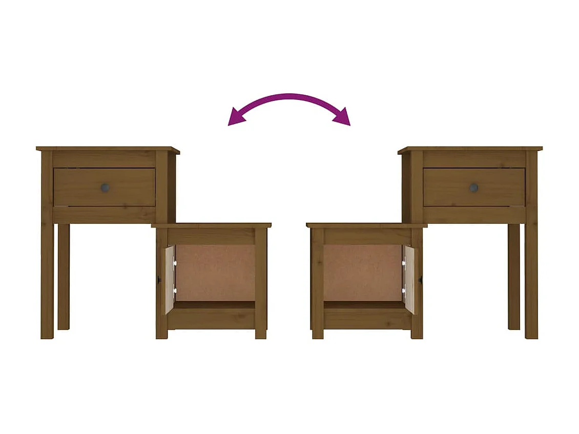 Comodino color miele 79,5x38x65,5 cm in legno massello di pino