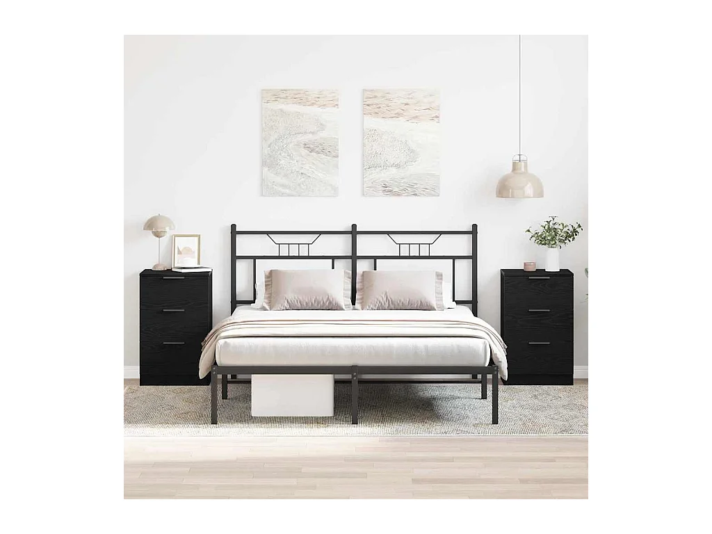Nachtkastjes 2-delig Zwart eiken 40x65x65 cm Gemaakt van bewerkt hout