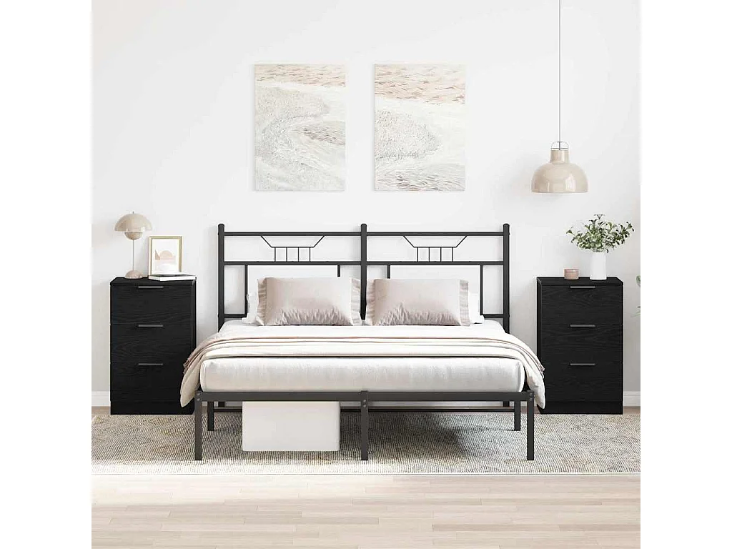 Nachtkastjes 2-delig Zwart eiken 40x65x65 cm Gemaakt van bewerkt hout