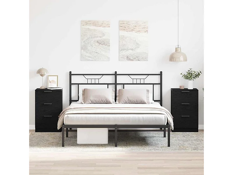 Mesitas de noche de 2 piezas Roble negro 40x65x65 cm Fabricadas en madera de ingeniería