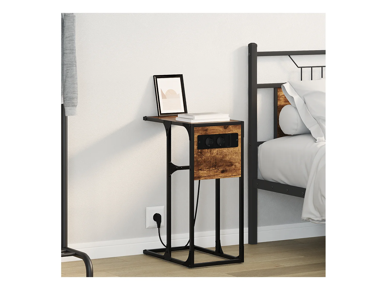 Table de chevet Chêne fumé 41.5 x 26 x 60.5 cm