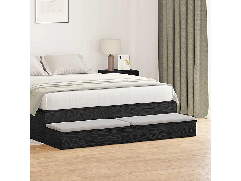 Tiroirs de lit Noir Chêne 160x36,5x16,5 cm Bois d'ingénierie