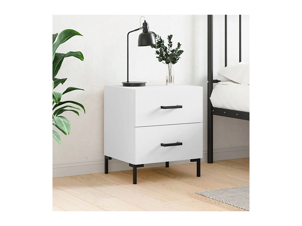 Table de chevet blanc 40x35x47,5 cm bois d’ingénierie