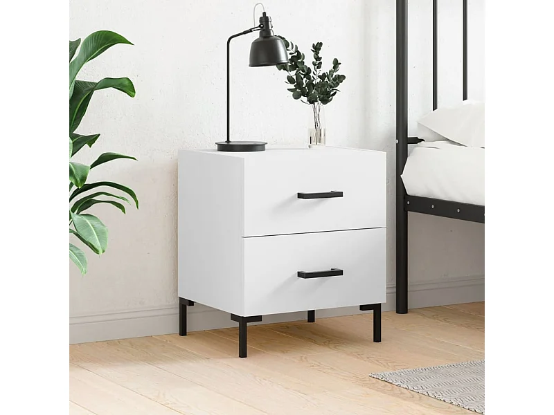 Comodino bianco 40x35x47,5 cm in legno ingegnerizzato