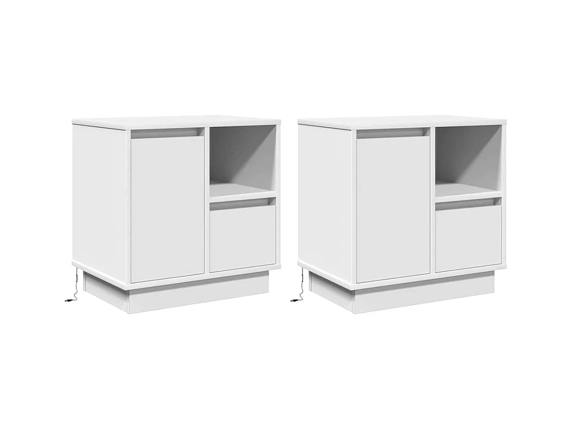 Cabinets de chevet avec LED 2 pcs Blanc 50x34,5x50 cm
