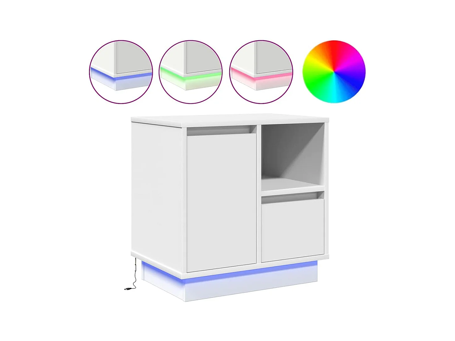 Cabinets de chevet avec LED 2 pcs Blanc 50x34,5x50 cm