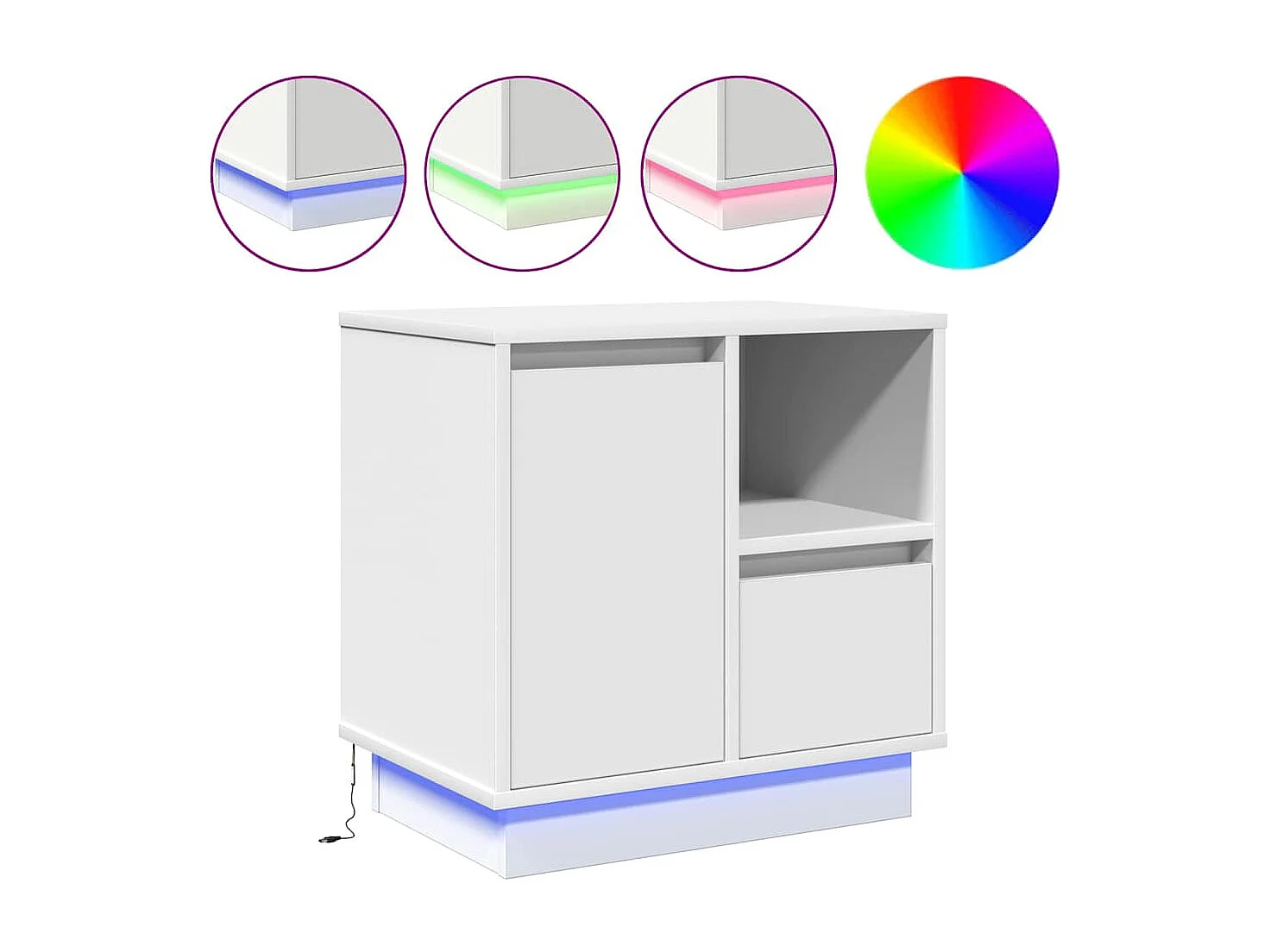 Comodini con LED 2 pz Bianco 50x34,5x50 cm