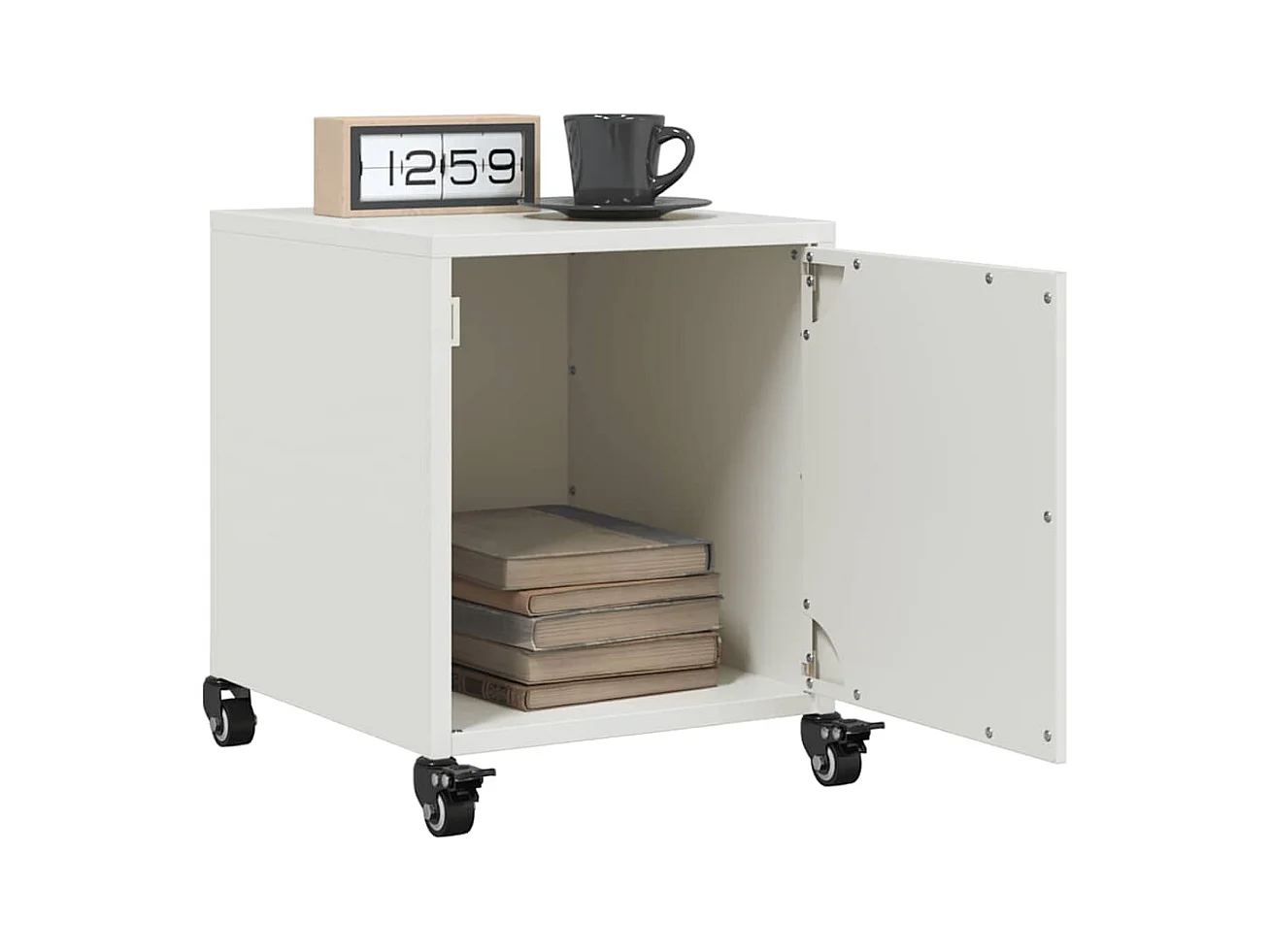 Tables de chevet 2 pcs blanc 36x39x43,5 cm acier