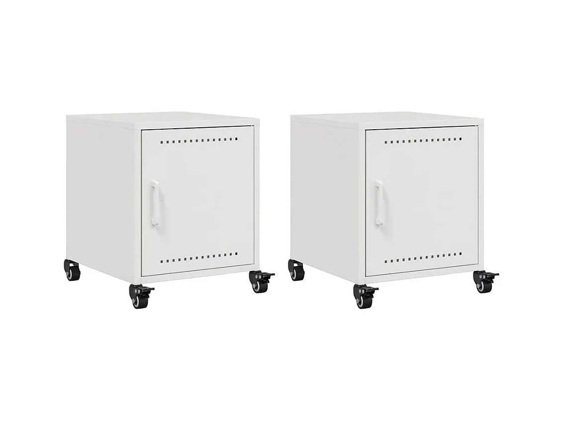 Tables de chevet 2 pcs blanc 36x39x43,5 cm acier