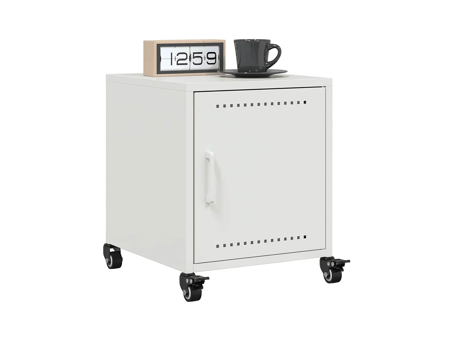 Tables de chevet 2 pcs blanc 36x39x43,5 cm acier