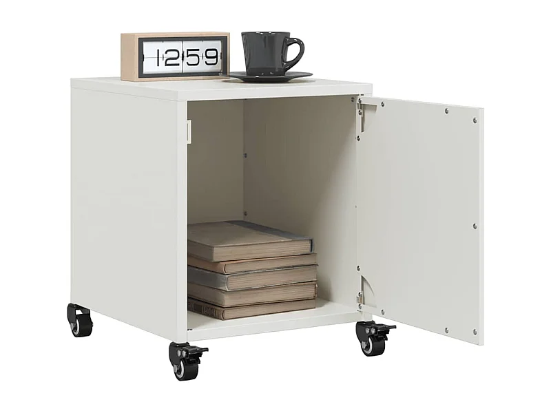 Tables de chevet 2 pcs blanc 36x39x43,5 cm acier