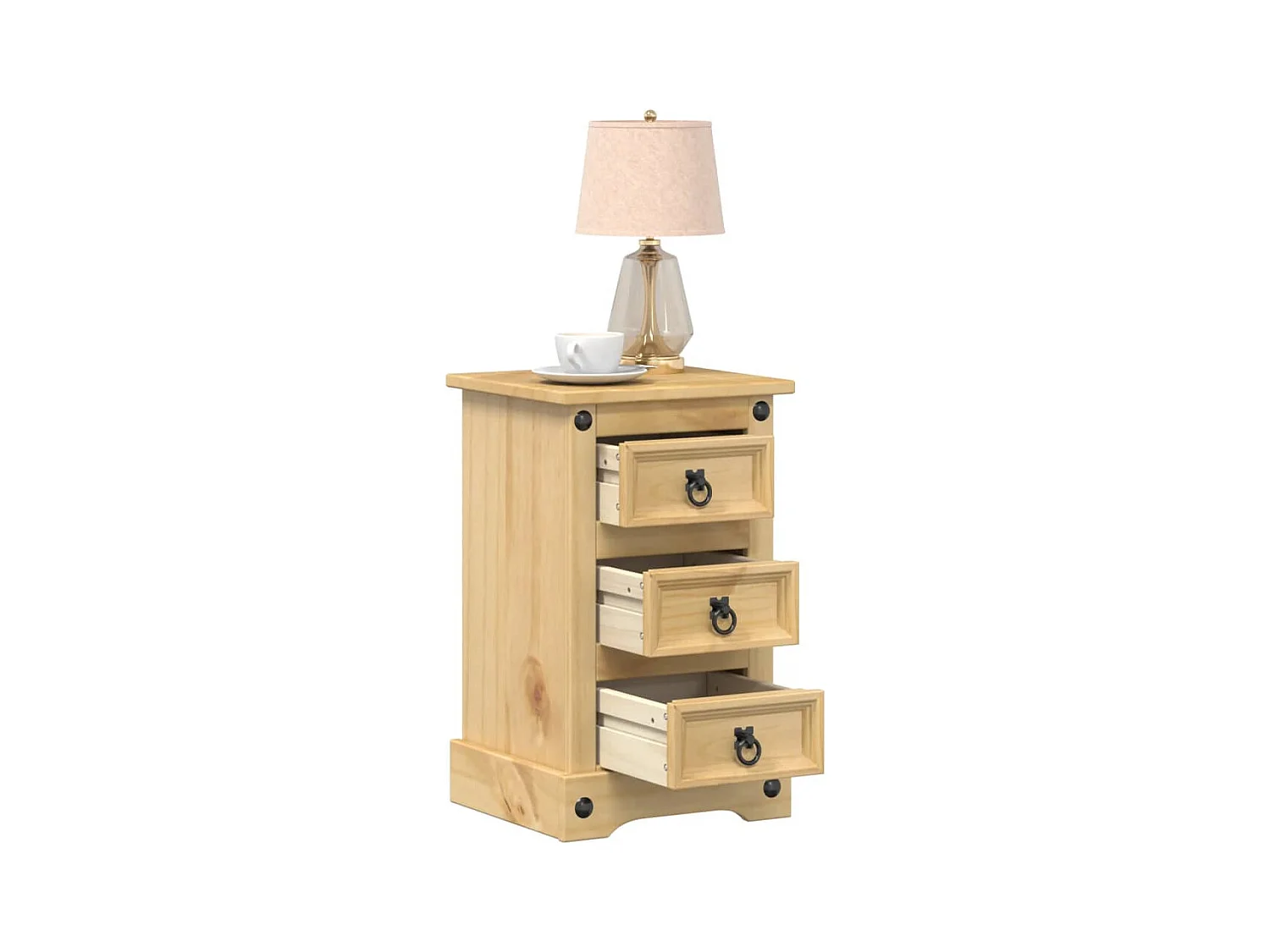 Comodino Corona 35x32,5x58 cm in legno massello di pino